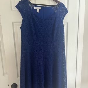 Maggy London Cap sleeve royal blue fabric lace A-line dress